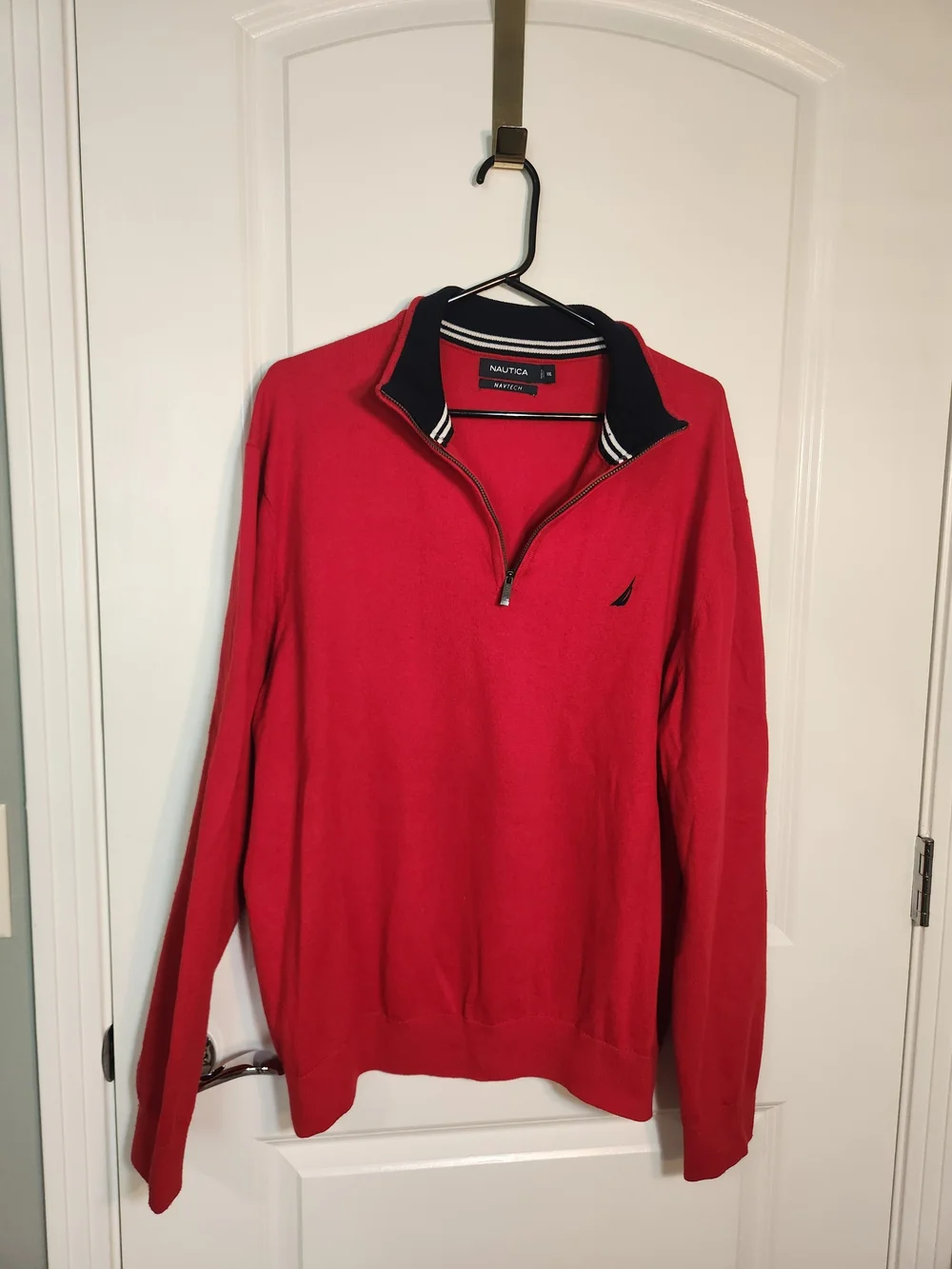 Nautica Men's Bright Red Half-Zip Sweater